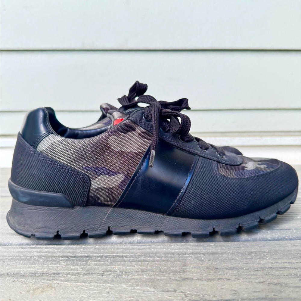 Prada Camo Trainers Leather Sneakers